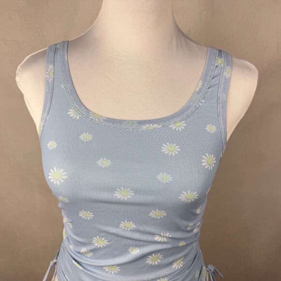 Princess Polly XX Women Sz 4 Floral Mesh Crop Top Round Neck Side Ruched - Picture 4 of 7